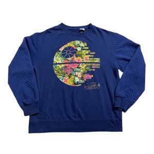 Star Wars Navy Floral Death Star Sweatshirt L
